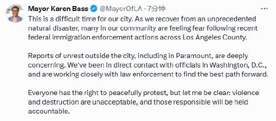 加州因联邦移民执法引发骚乱升级 特朗普部署2000名国民警卫队 洛杉矶市长发声  第1张