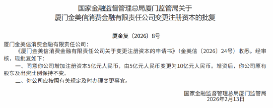 金美信消金获批增资至10亿元  第1张